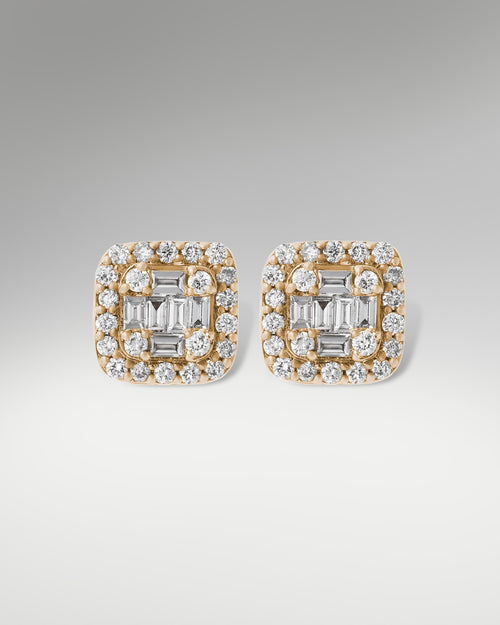 14k Yellow Gold Diamond Stud Earrings at Lucid Diamond Co.