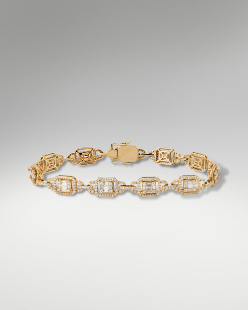 14k Yellow Gold Fancy Link Diamond Bracelet at Lucid Diamond Co. in Dallas