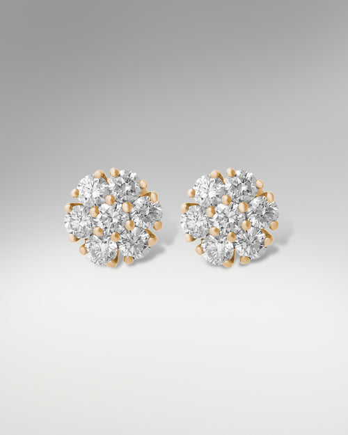 14k Yellow Gold Flower Cluster Studs at Lucid Diamond Co.