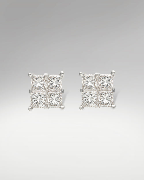 14k Yellow Gold Princess Cut Diamond Square Earrings at Lucid Diamond Co. | Fine Jewelry