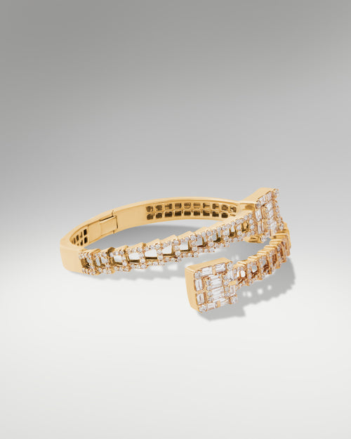 14k Yellow Gold Women's Fancy Open Diamond Bangle at Lucid Diamond Co. Jewelry