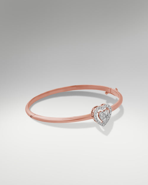 18k Rose Gold Diamond Heart Bangle at Lucid Diamond Co. | Fine Jewelry in Dallas