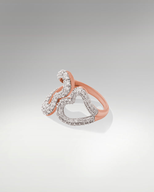 18k Rose Gold Women's Heart Shaped Diamond Ring at Lucid Diamond Co.