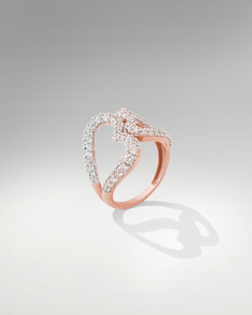18k Rose Gold Women's Heart Shaped Diamond Ring at Lucid Diamond Co.