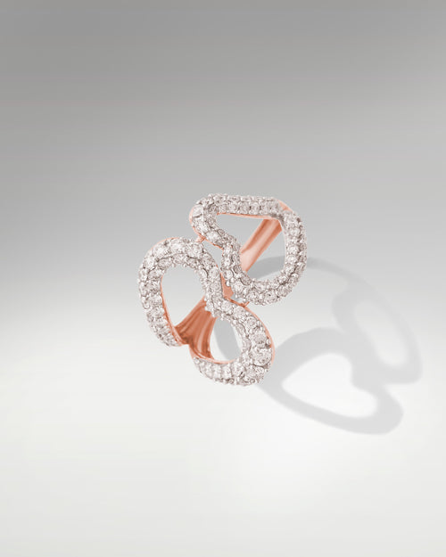 18k Rose Gold Women's Heart Shaped Diamond Ring at Lucid Diamond Co.