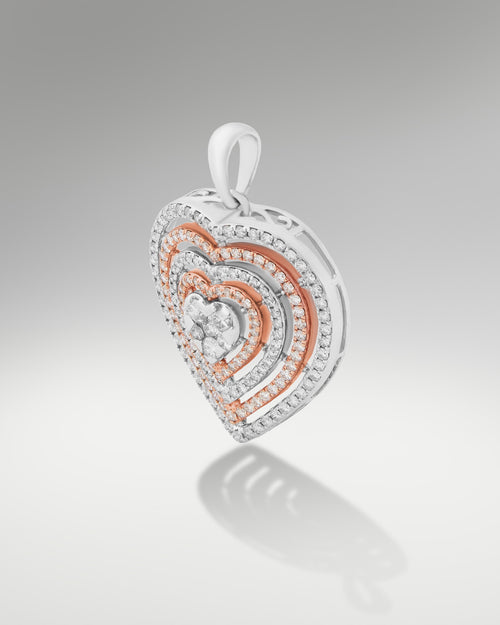 18k Rose & White Gold Heart Pendant at Lucid Diamond Co.