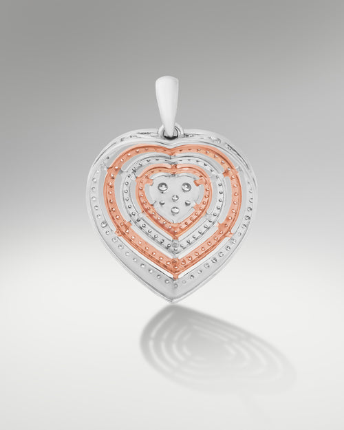 18k Rose & White Gold Heart Pendant at Lucid Diamond Co.