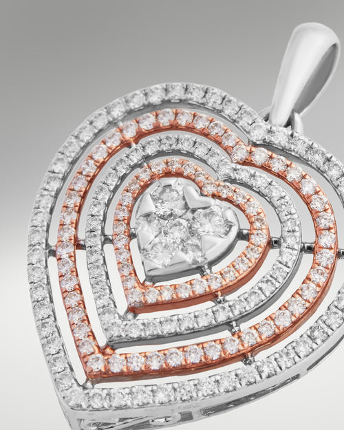 18k Rose & White Gold Heart Pendant at Lucid Diamond Co.