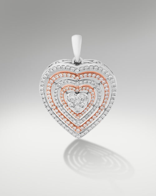 18k Rose & White Gold Heart Pendant at Lucid Diamond Co.