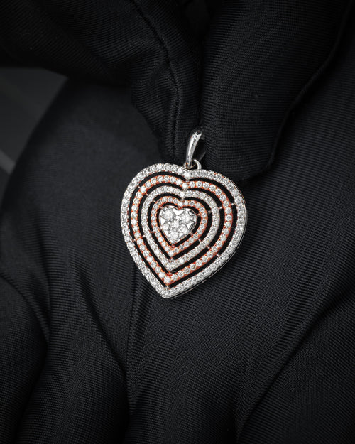 18k Rose & White Gold Heart Pendant at Lucid Diamond Co.