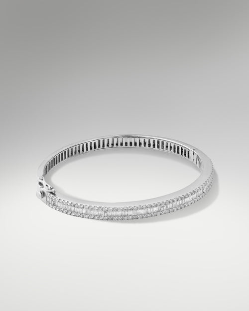 18k White Gold Women's Fancy 2.3ct Diamond Bangle at Lucid Diamond Co. in Dallas