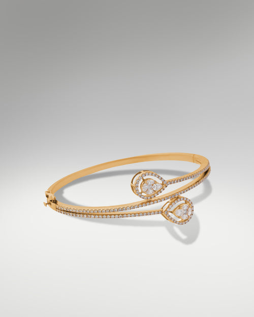 18k Yellow Gold Women's Fancy Diamond Bangle at Lucid Diamond Co. Jewelry