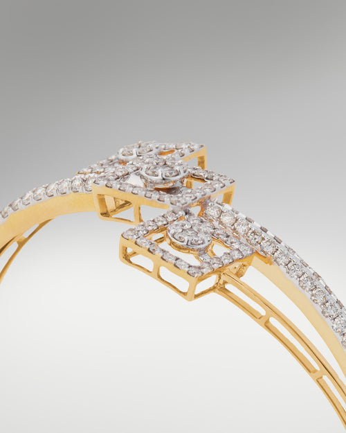 18k Yellow Gold Women's Fancy Art Deco Diamond Bangle at Lucid Diamond Co. in Dallas