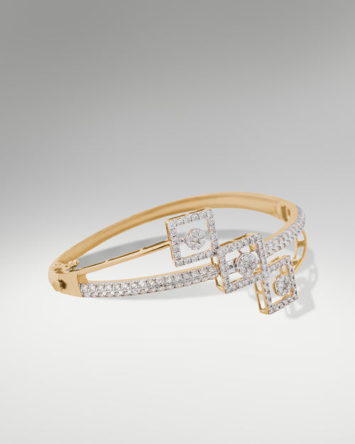 18k Yellow Gold Women's Fancy Art Deco Diamond Bangle at Lucid Diamond Co. in Dallas