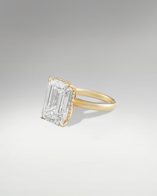 Yellow Gold 9.04ct Emerald Cut Engagement Ring at Lucid Diamond Co. Dallas Fine Jewelry