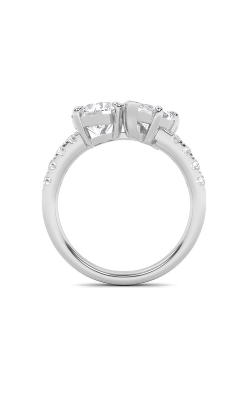 3CTW Round Shaped Lab Grown Diamond (F/VS) Toi et Moi Engagement Ring in 14K Gold