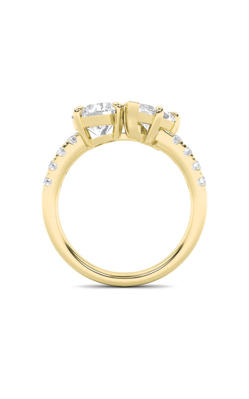 3CTW Round Shaped Lab Grown Diamond (F/VS) Toi et Moi Engagement Ring in 14K Gold