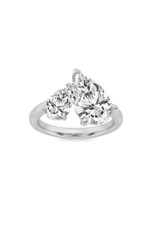 3CTW Pear Shaped Lab Grown Diamond (F/VS) Toi et Moi Engagement Ring in 14K Gold