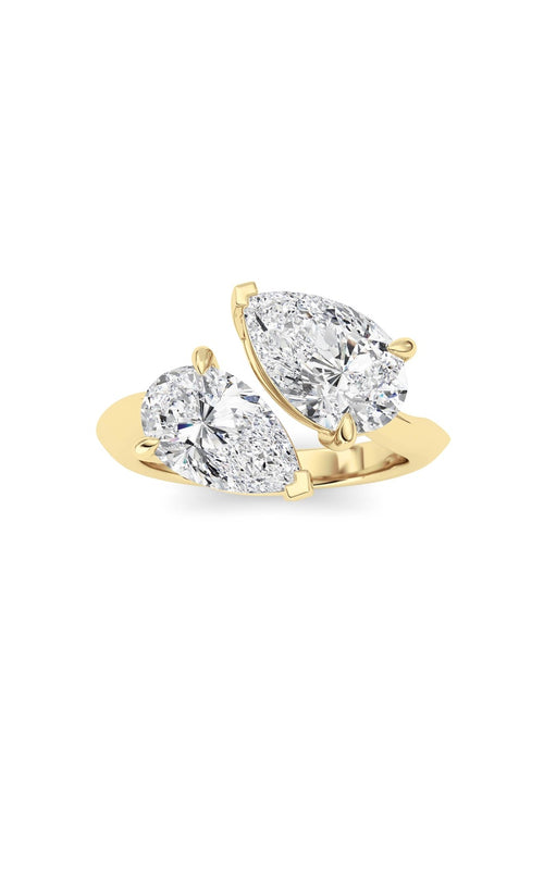 3CTW Pear Shaped Lab Grown Diamond (G/VS) Toi et Moi Engagement Ring in 14K Gold