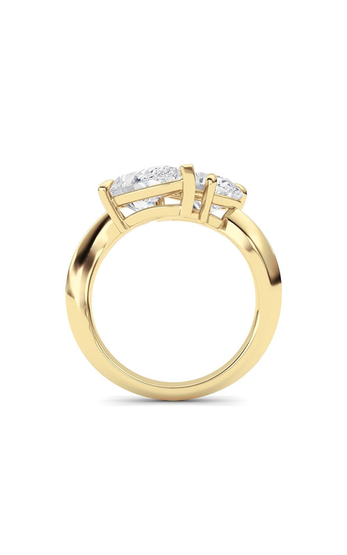 3CTW Pear Shaped Lab Grown Diamond (G/VS) Toi et Moi Engagement Ring in 14K Gold