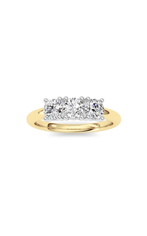 0.75CTW Round Shaped Lab Grown Diamond (F/VS) Three Stone Band Ring in 14K Gold