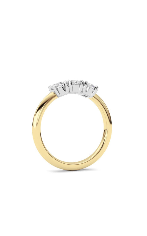 0.75CTW Round Shaped Lab Grown Diamond (F/VS) Three Stone Band Ring in 14K Gold