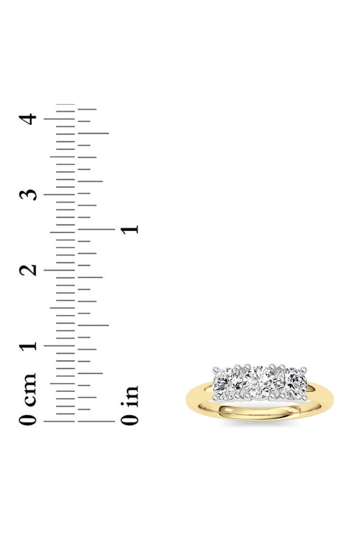 0.75CTW Round Shaped Lab Grown Diamond (F/VS) Three Stone Band Ring in 14K Gold