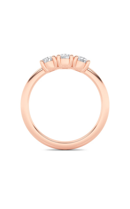 0.75CTW Round Shaped Lab Grown Diamond (F/VS) Three Stone Band Ring in 14K Gold