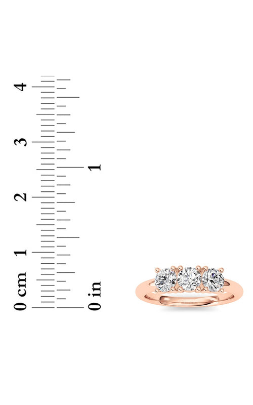 0.75CTW Round Shaped Lab Grown Diamond (F/VS) Three Stone Band Ring in 14K Gold