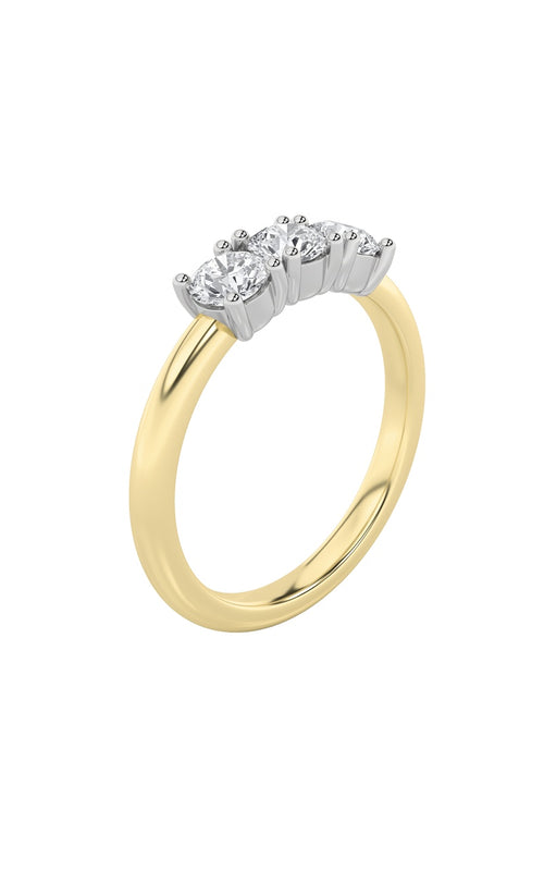 2CTW Round Shaped Lab Grown Diamond (F/VS) Three Stone Band Ring in 14K Gold