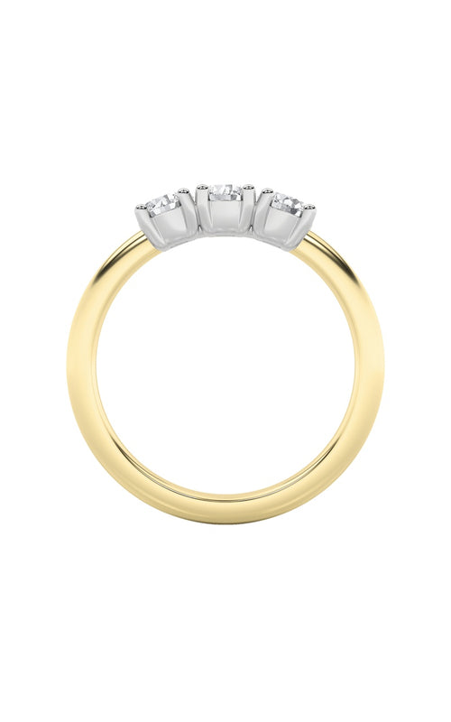 2CTW Round Shaped Lab Grown Diamond (F/VS) Three Stone Band Ring in 14K Gold
