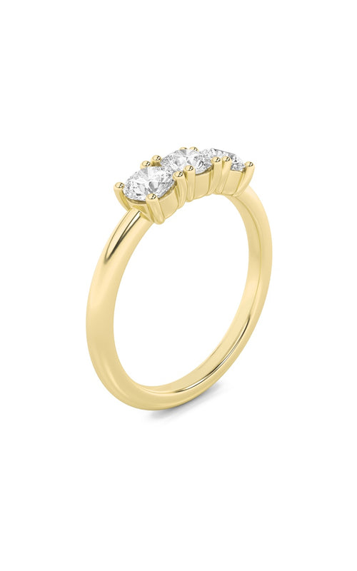 3CTW Round Shaped Lab Grown Diamond (F/VS) Three Stone Band Ring in 14K Gold