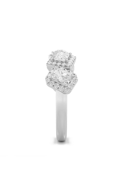 1.33CTW Mix Shaped Lab Grown Diamond (F/VS) Five StoneHalo Fashion Ring in 14K Gold