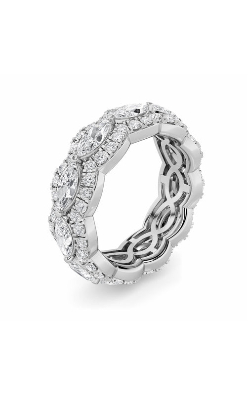4CTW Marquise Shaped Lab Grown Diamond (F/VVS) Eternity Band Ring in 14K Gold