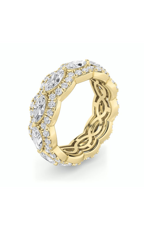 4CTW Marquise Shaped Lab Grown Diamond (F/VVS) Eternity Band Ring in 14K Gold