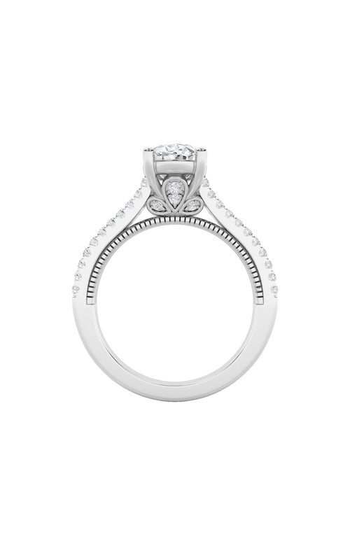 2CTW Oval Shaped Lab Grown Diamond (F/VS) Two Row Fancy Accented Engagement Ring in 14K Gold