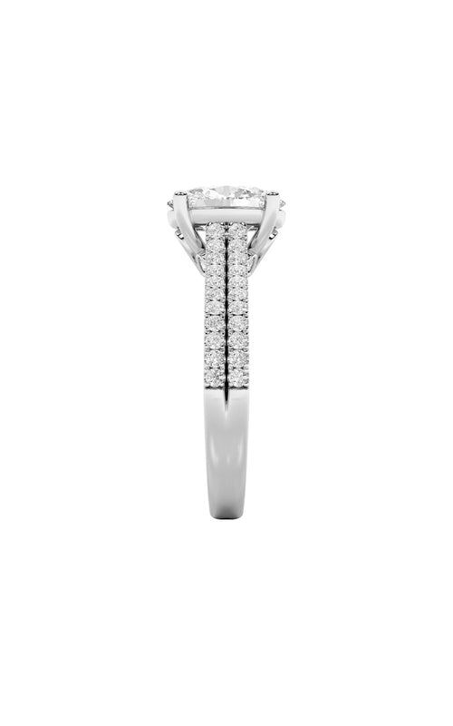 2CTW Oval Shaped Lab Grown Diamond (F/VS) Two Row Fancy Accented Engagement Ring in 14K Gold