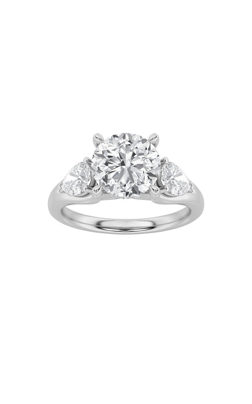 2CTW Round Shaped Lab Grown Diamond (F/VS) Accented Three Stone Ring in 14K Gold