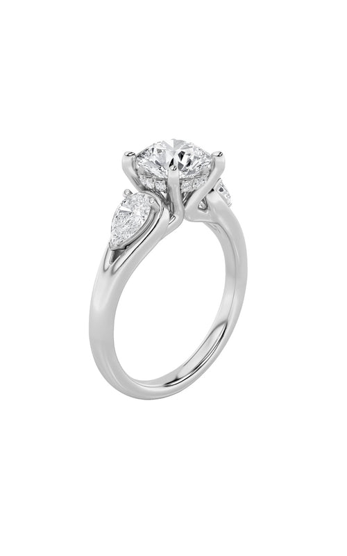2CTW Round Shaped Lab Grown Diamond (F/VS) Accented Three Stone Ring in 14K Gold