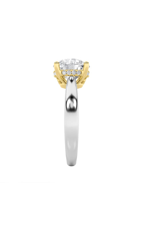 3.5CTW Round Shaped Lab Grown Diamond (F/VS) Hidden Halo Two Tone Engagement Ring in 14K Gold