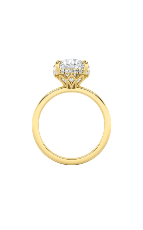 3.5CTW Round Shaped Lab Grown Diamond (F/VS) Classic Hidden Halo Solitaire Engagement Ring in 14K Gold