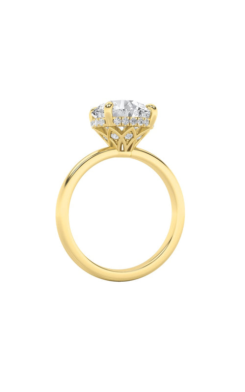 3.5CTW Round Shaped Lab Grown Diamond (F/VS) Classic Hidden Halo Solitaire Engagement Ring in 14K Gold