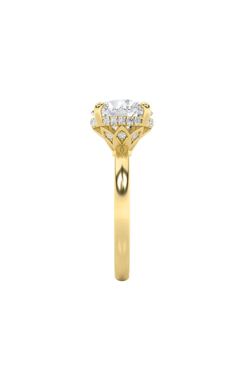 3.5CTW Round Shaped Lab Grown Diamond (F/VS) Classic Hidden Halo Solitaire Engagement Ring in 14K Gold