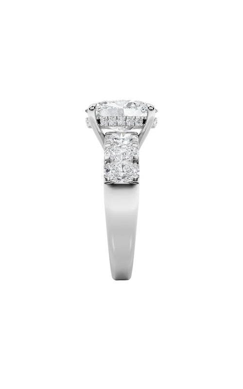 4CTW Oval Shaped Lab Grown Diamond (F/VS) Bold Accented Engagement  Ring in 14K Gold