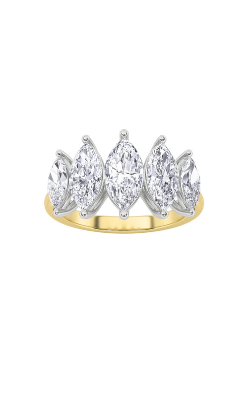 2.5CTW Marquise Shaped Lab Grown Diamond (F/VS) Five Stone Ring in 14K Gold