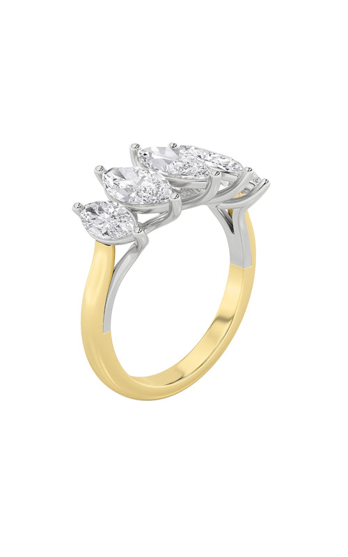 2.5CTW Marquise Shaped Lab Grown Diamond (F/VS) Five Stone Ring in 14K Gold
