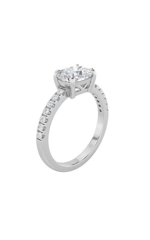 1.5CTW Elongated Cushion Shaped Lab Grown Diamond (F/VS) East West Accented Ring in 14K Gold