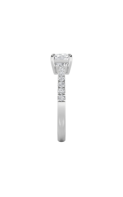 1.5CTW Elongated Cushion Shaped Lab Grown Diamond (F/VS) East West Accented Ring in 14K Gold