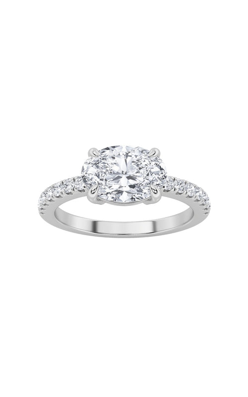 1.5CTW Oval Shaped Lab Grown Diamond (F/VS) East West Accented Ring in 14K Gold