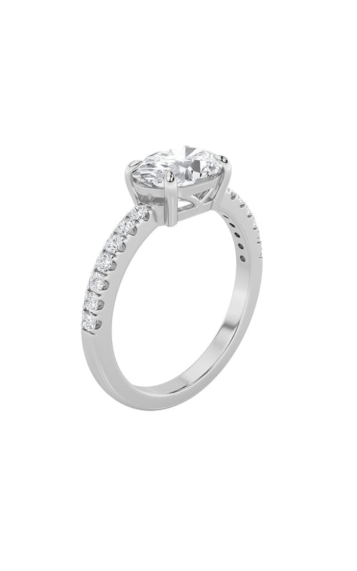 1.5CTW Oval Shaped Lab Grown Diamond (F/VS) East West Accented Ring in 14K Gold